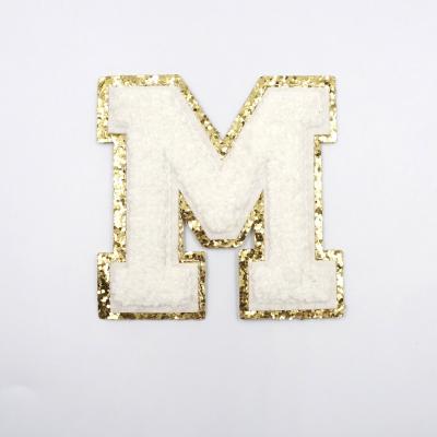 China 3D Chenille Letter Patch Hotfix Iron On Embroidered Custom Alphabet A-Z For Jackets for sale