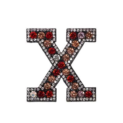 China 3D Glossy Hot Rhinestone 26 English Letter Fix Letter Patches For Shirts for sale