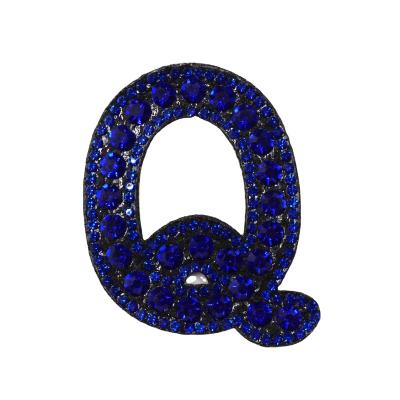 China custom 3D sapphire rhinestone black rhinestone letter bottom patches for dress for sale