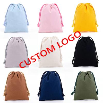 China 100% ORIOU Eco-friendly Wholesale Gift Packaging Pouch Cotton Canvas Small Drawstring Bags Customized Logo for sale