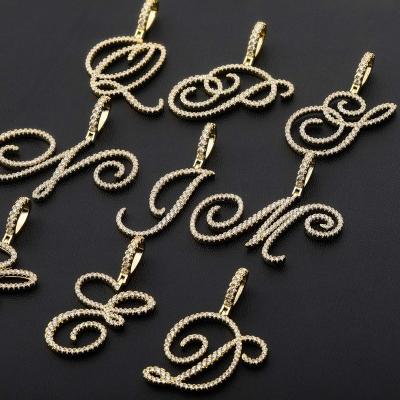 China Hiphop Necklace Mens 14k Gold Plated Letter Rhinestone Filled Tennis Choker Chain Necklace for sale