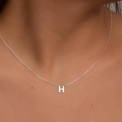 China 925 CLASSIC personal gold plated letter initial necklaces 14k M Sterling Silver Gold Initial Necklace for women for sale