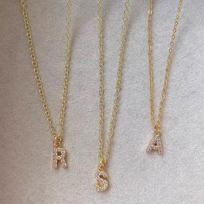 China CLASSIC Letter Necklaces 14k 18k 24k Vintage Initial Pendant Necklace Set For Women Necklace Set Initial CZ Zircon for sale