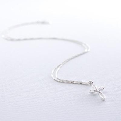 China Amazon Hot CLASSIC 925 Small Rope Chain Necklace Sterling Silver Custom Simple Cross Necklace Gold Plated for sale