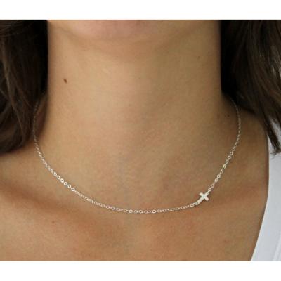 China Amazon CLASSIC Female Cross Necklace Minimalist Jewelry Sterling Silver 925 Pave Necklace Cross 2022 for sale