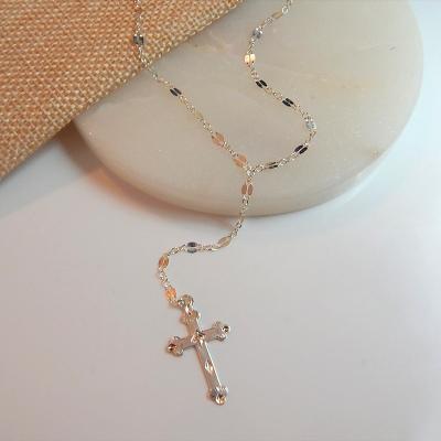 China Factory Custom Wholesale Female 925 Silver Diamond Long Necklaces With Cross Pendant CLASSIC Cross Pendant Jewelry for sale