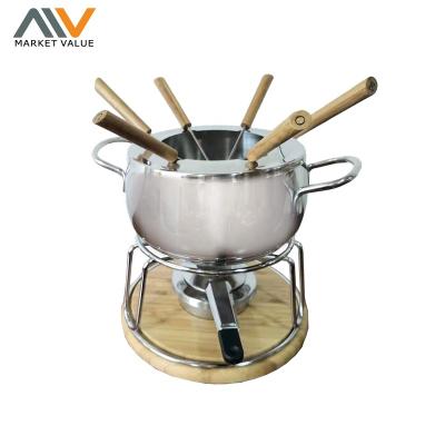 China Sustainable Stainless Steel Cheese Fondue Set Temperature Controllable Raclette Cheese Fondue Pot Cheese Hot Chocolate Pot for sale