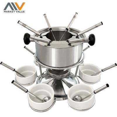 China Sustainable 23PCS Stainless Steel Cheese Fondue Raclette Chocolate Cheese Fondue Set for sale