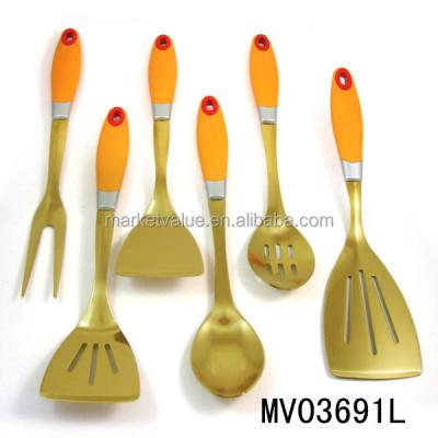 China Disposable Mirror Polished 6 Pcs Stainless Steel Shovel Spoon Soup Pocket Set Durable Cookware With PP+TPR HANDLE for sale