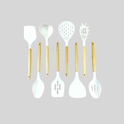 China One Piece Sustainable High Quality 8 Pieces Kitchenware Cooking Set Utensils Silicone Set In Brown Box for sale