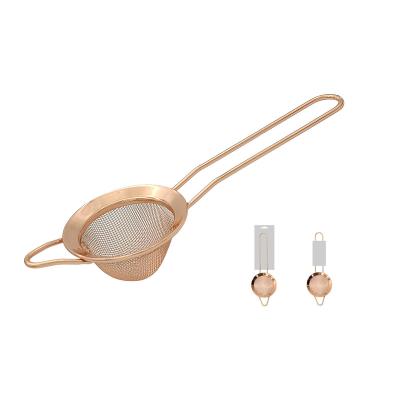 China Professional Grade Good Mesh Strainers 2022 Hot Sale Wholesale Customize Flat Stainless Steel 7cm S/s Strainer Rose Gold Plate for sale