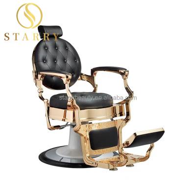 China Heavty-duty vintage black and gold cheap salon chair barber chair recline for sale