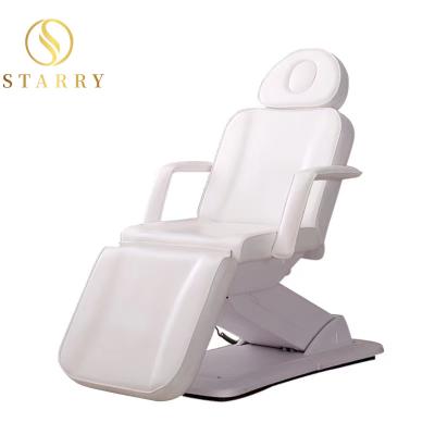 China Portable White Electric Facial Bed Rotate Salon Facial Bed for sale