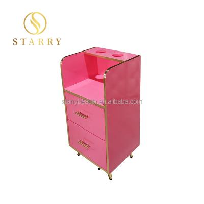 China PINK Modern Salon Furniture Salon Furniture Trolley Barber Shop Cabinet Trolley Barber Trolley with Drawers for sale