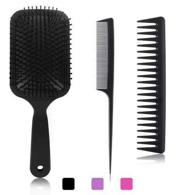 China 3Pcs Desenredante Profesional Logo Wet Paddle Detangler Hair Custom Paddle Brush Set for sale