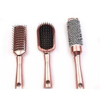 China Cushion UV Electroplate Professional Nylon Cushion Paddle And Thin Hair Brush Set for sale