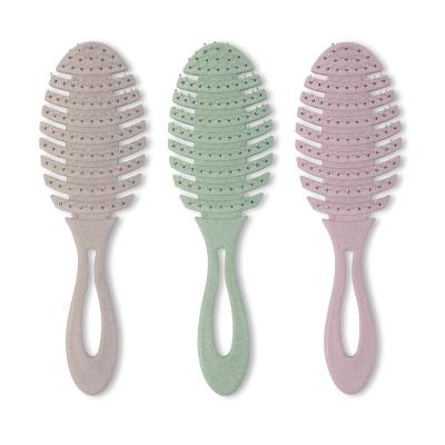 China 2020 New Design Degradable Cushion Eco Wheat Duct Essential Hair Brush For Curly Hair for sale