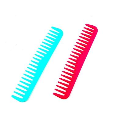 China Comfortable Plastic Wet Comb Blue Pink Wide Tooth Comb With Logo For Thick Hair for sale