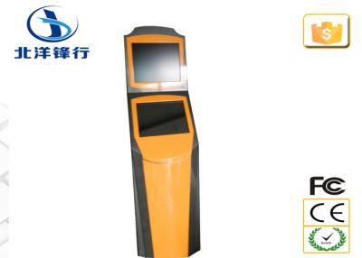 China Bank / School Orange Multi Touch Dual Screen Kiosk With Card Reader / Printer / Scanner for sale