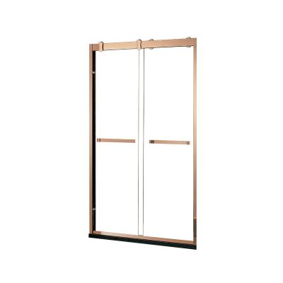 China Modern Simple Design Bathroom Shower Cubicle Hotel Use Shower Enclosure With Rose Gold Frame for sale