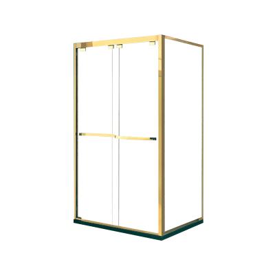 China With Frame Luxury Gold Color Stainless Steel Frame Shower Cubicle Tempered Portable Glass Shower Room for sale