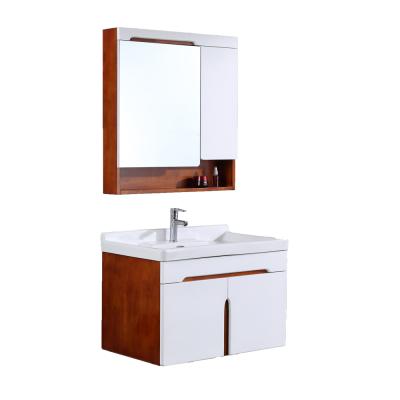 China Environmental Friendly Economical Sanitary Sink Vanity Wall Mounted Oak Bathroom Cabinet for sale