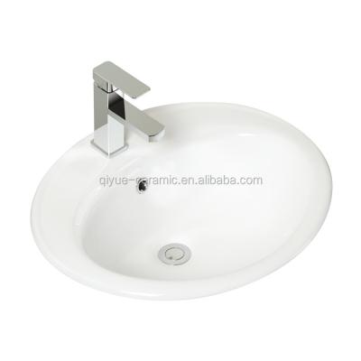 China Shampoo Sinks Sanitary Ware WC Ceramic Porcelain Wash Basin Over Oval Counter Basin for sale