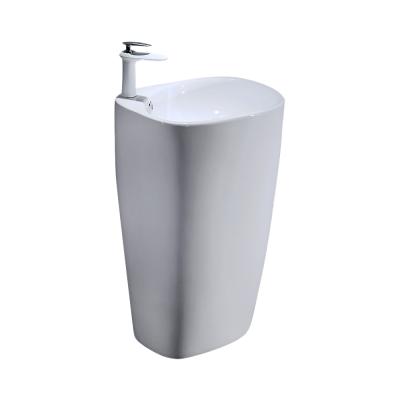 China Shampoo Sinks Modern Free Standing Porcelain Pedestal Sink One Piece Bathroom Wash Basins for sale