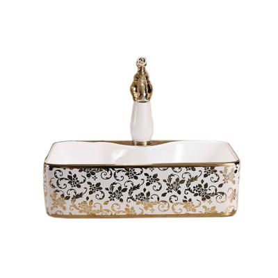 China Shampoo Sinks Luxury And Easy To Clean Rectangular Art Basin Ceramic Bathroom Sink for sale