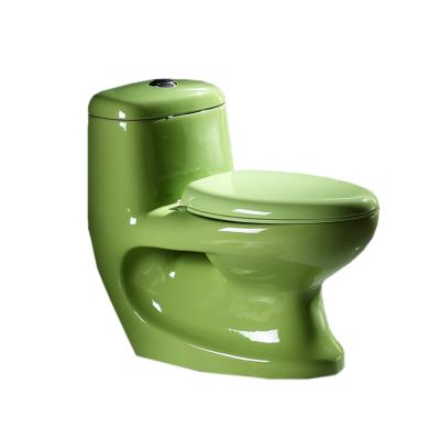 China Double-flow Colorful Bathroom WC Washdown One-piece Green Color Ceramic Toilet QY-004CT New for sale