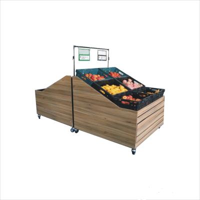 China Supermarket Eco-friendly plastic metal fruit and vegetable steel wooden display racks rack shelf counter for sale