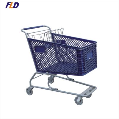 China Custom Plastic Unfolding Trolley Shopping Basket With Wheels Trolley Shopping Basket for sale