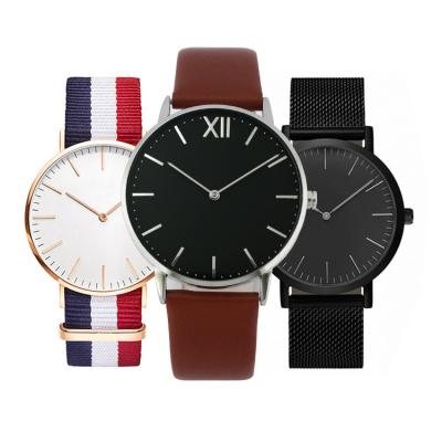 China Power Reserve Cheap Price OEM Minimalist Watch with Nylon and Leather Strap and Stainless Steel Mesh Band Watches for sale