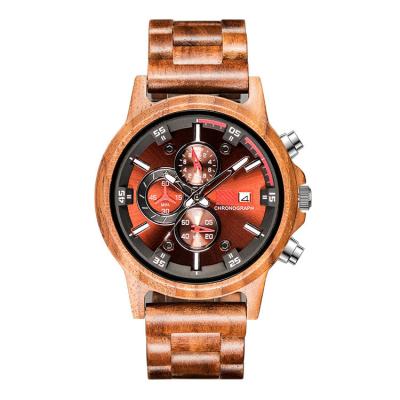 China 2019 New Chronograph Fashion Wooden Watch Men's Multi Function Sport Wood Watches For Men for sale