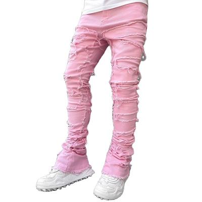 China Breathable OEM factory design custom old jeans mens desgin skinny stacked custom denim wash panties for men for sale