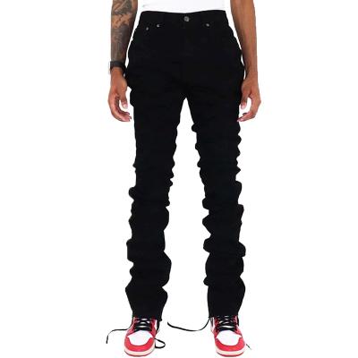 China Men's Trend Breathable Jeans Black Stacked Casual Men's Jeans Man Holes Slim Skinny Jeans Pants for sale