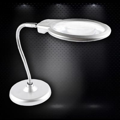 China Modern Custom Logo Maintenance Magnifier Metal Base Flexible Hose With Light And Table Stand Led Magnifier Lamp for sale