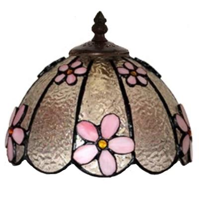 China Designer Customize Design 2020 Beautiful Pink Flower Stained Glass To Customize Lamp Table Lucerna 10 inch Decorative Accessory Tifany Lampara Shade for sale