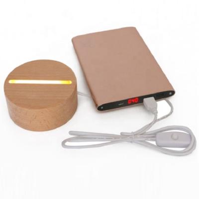 China Nordic Imported Etching LED Lamp Base Solid Wood 3D Beech Table Light Battery LED Lamp Base Factory Price for sale