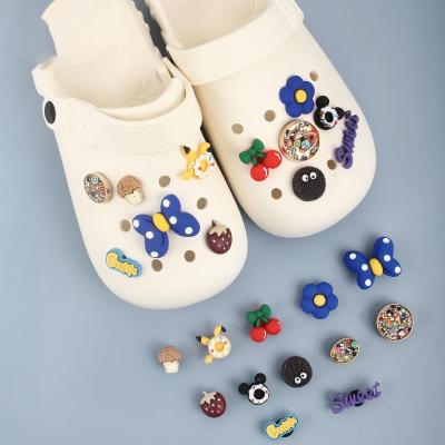 China Fashion Go Party DIY Acrylic Resin Cartoon Flower Sweet Bow Shoes Buckle Decor Shoes Clips Charm CROC Set Accessories For Clog Sandal for sale