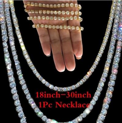 China Fashion Go HOT Silver Two Colors 5mm Diamond Rhinestone Chain Different Length Bling Gold Party Necklace for sale