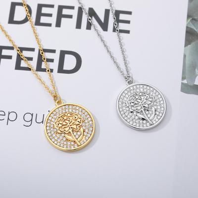 China Fashion Go Party Hot New Zircon Birth Month Flower Necklace Gift From January To December for sale