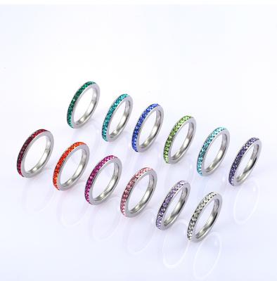 China Fashion Go Trendy Titanium Steel 12 Months Party Zodiac Birthstone Charms Geometric Minimalist Full Color Rings Women for sale