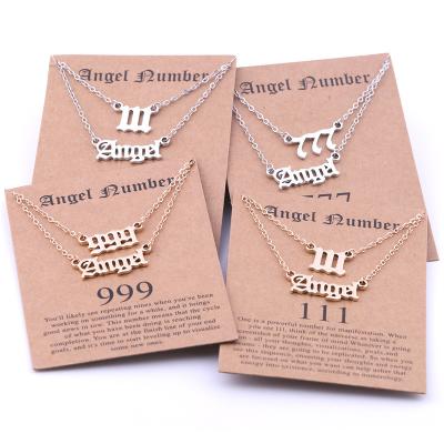 China Casual / Sporty Go Hot Party 2021 New Fashion Alloy Gold And Silver Digital Letter Angel Number 111 To 999 Wish Worried Necklaces for sale