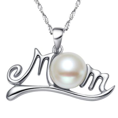 China Fashion Go Party Alphabet MOM High Quality Pearl Necklaces Women Mother's Day Gift Freshwater Copper With Silver Pearl Jewelry for sale