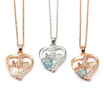 China Fashion Go Party Wholesale 4 Letters Copper Heart Materail Necklace Mom Pendant Mothers Day Gifts for sale