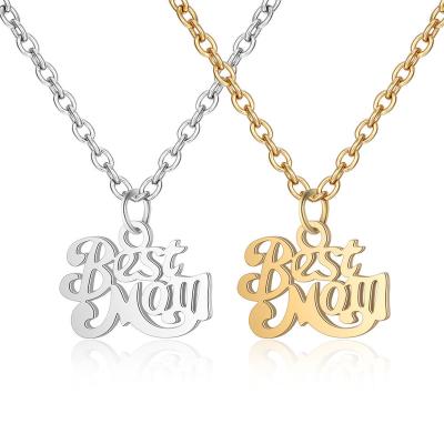 China Fashion Go Party Latest Fashion Mother's Day Gift for Mother BEST MOM Letter Necklace Stainless Steel Pendant Necklace Charm Jewelry for sale