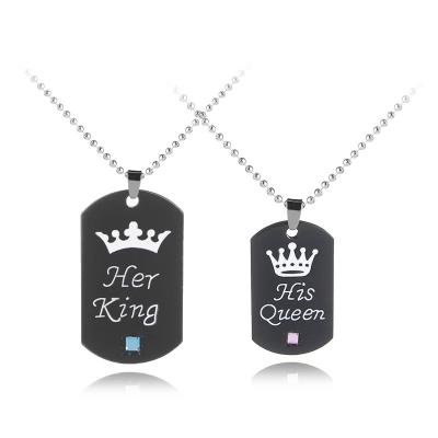 China Fashion go queen party gift wholesale valentine his and her king necklace love couples necklace for sale