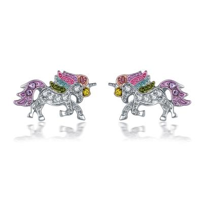 China Hot Two Color Unicorn Charm Earring Children's Jewelry Charms Children's Earring for sale