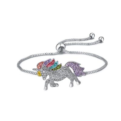 China Unicorn Charm Hot Silver Gold 2 Colors Adjustable Kids Charm Bracelets Unicorn Bracelet for sale